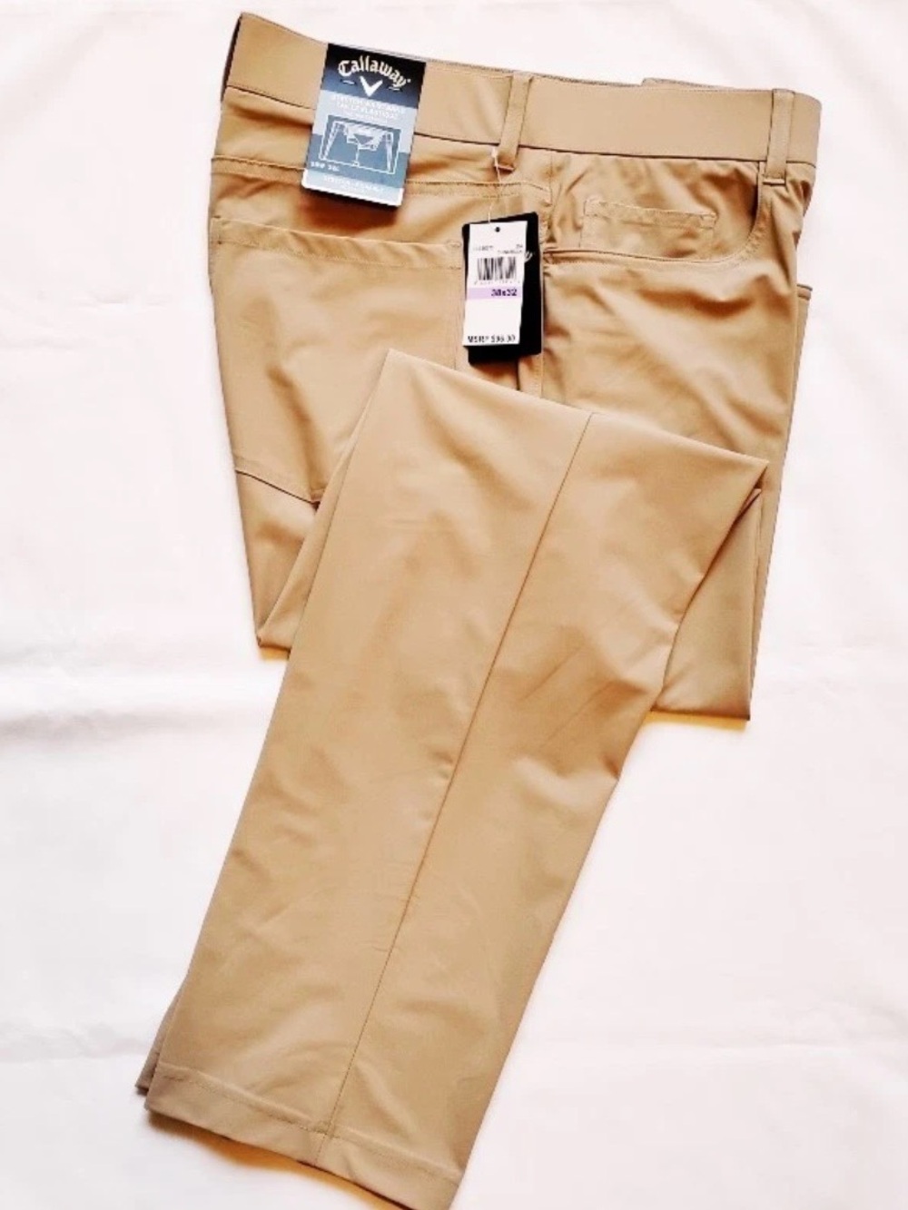 Men's Callaway 5-Pocket Stretch Golf Pants Size 38X32 - NWT Tan